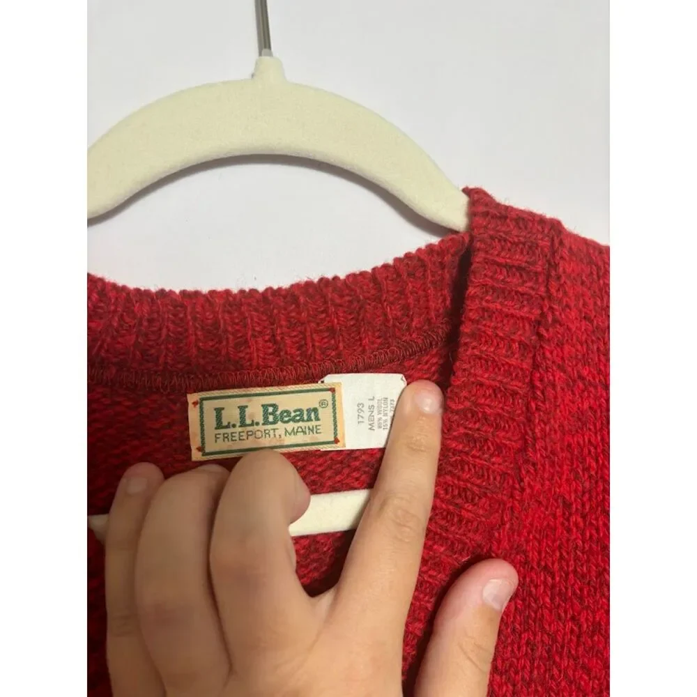 LL Bean Sweater Vest Men's Size Large Red Pullover Grandpa Wool Holiday Gorpcore